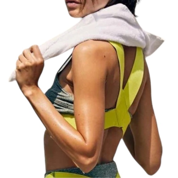free People Movement Just Breathe Colorblock Bra / Heather Olive - Picture 3 of 4